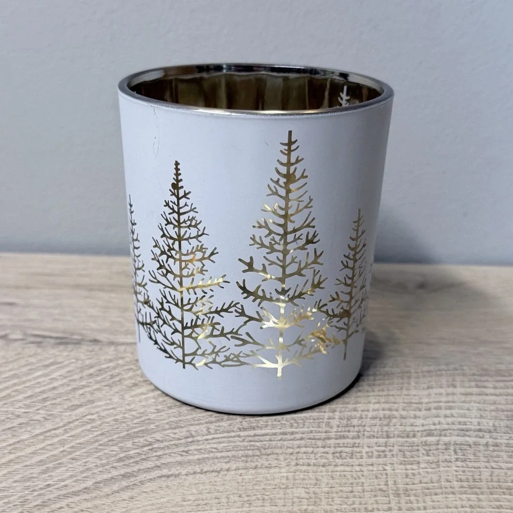 Abbott Winter Forest Candle Holder Set White Gold‎ Holiday Decor Centerpiece